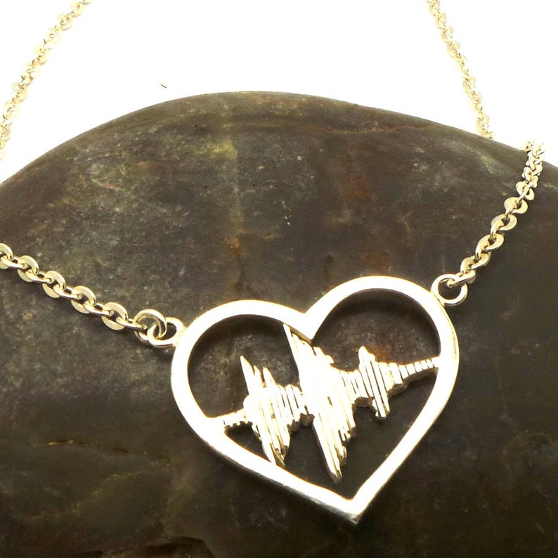 I Love You Sound Wave Necklace Soundwave Necklace Sound Wave Jewelry Waveform Necklace, Waveform Jewelry Sound Waveforms Necklace image 2