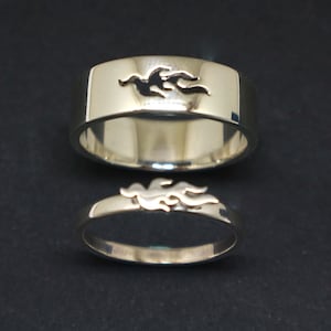 Silver Fire Promise Ring for Couples - Flame Jewelry, Matching Rings, His and Her Ring, Alternative Engagement Ring, Boyfriend Husband Gift