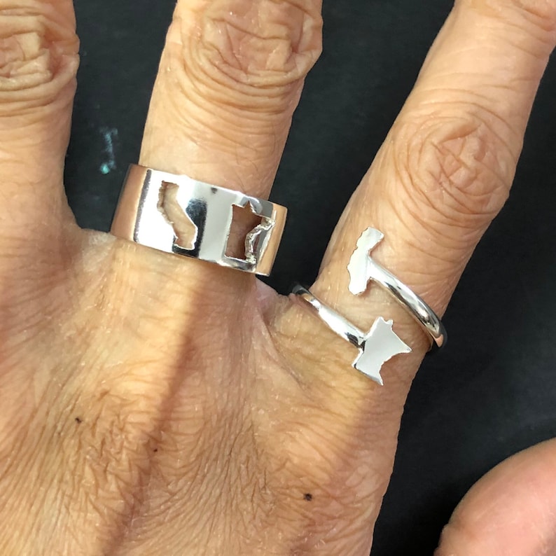 Long Distance Promise Ring for Couple Personalized State to Etsy