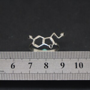 Science Serotonin Molecule Ring Black Birthstone Happiness Science Nerd Wedding Geeky Valentine Ring Chemistry Biology Mother Day Gift image 7