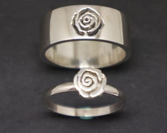 Rose Promise Ring for Couples - Flower Jewelry, His and Her Promise Ring, Alternative Matching Ring, Anniversary Gift for Wife or Husband