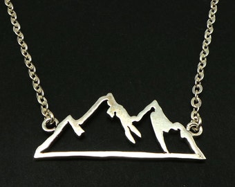 Sterling Silver Mountain Range Necklace - Motivational, Hope, Dream Choker, Camping Gift Campers, Mountain Biking, Rock Climbing