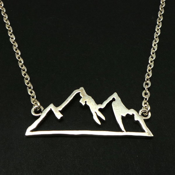 Sterling Silver Mountain Range Necklace - Motivational, Hope, Dream Choker, Camping Gift Campers, Mountain Biking, Rock Climbing