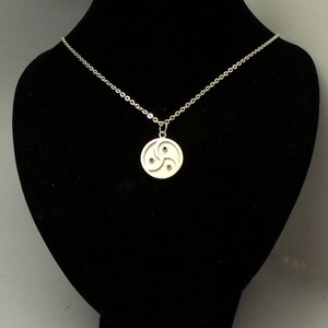Silver BDSM Symbol Necklace Bdsm Jewelry, Triskelion Triskele jewelry, Slave, Kinky, Swingers, Dominance, Owned image 3