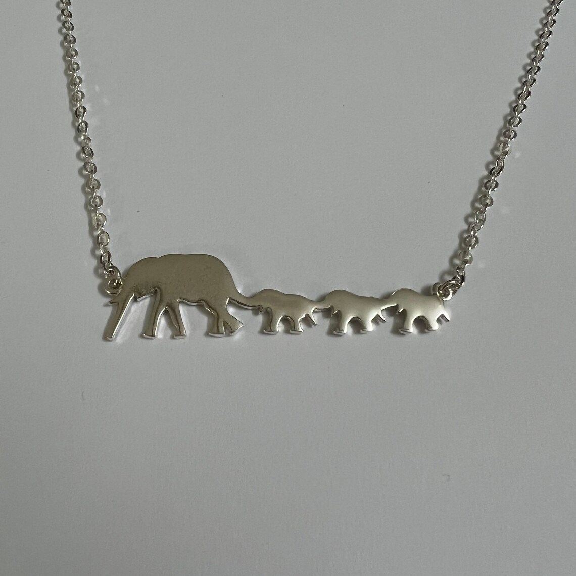Silver Mother Daughter Elephant Necklace Elephant Family Etsy