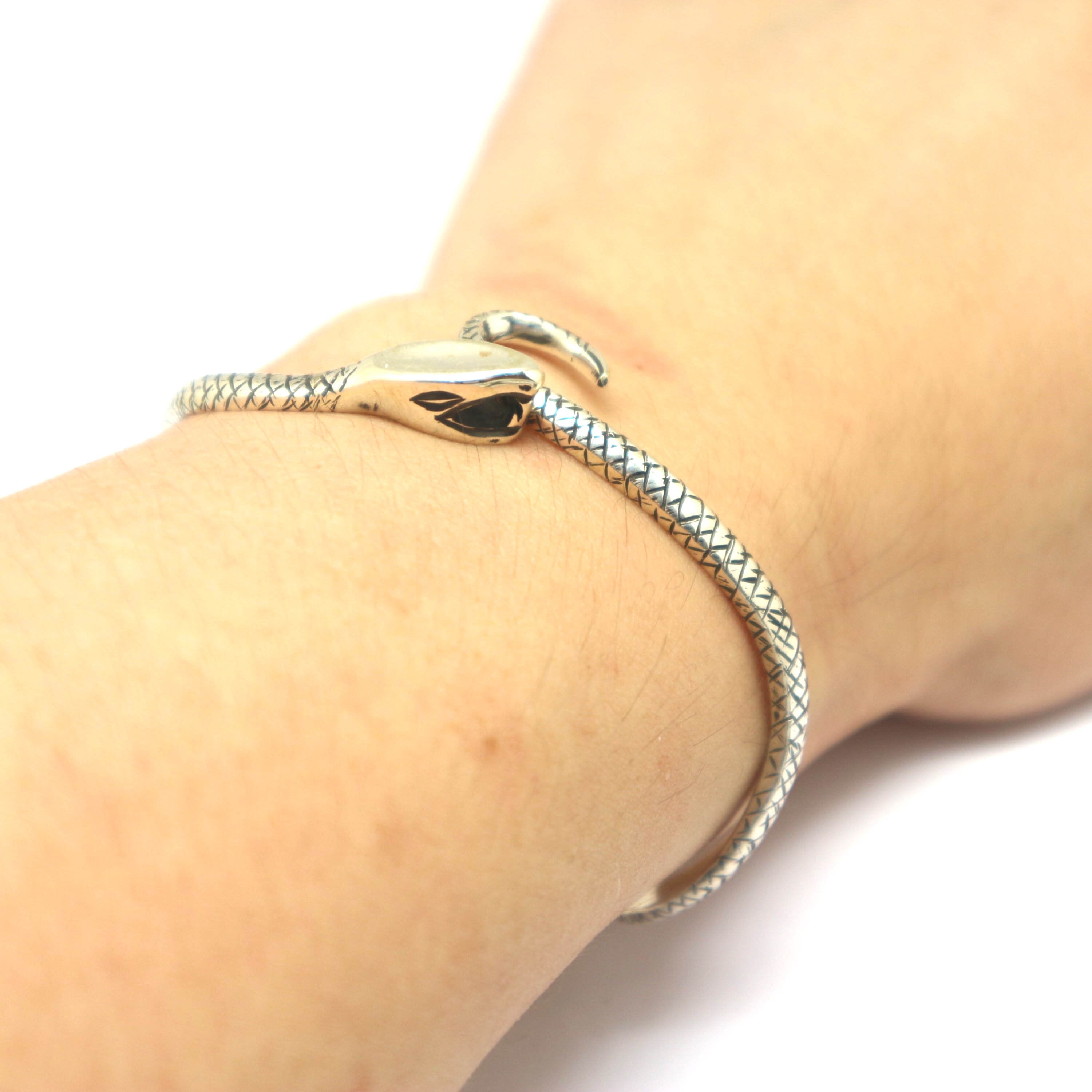 Silver Snake Bracelet Bangle Ouroboros Jewelry Snake Etsy