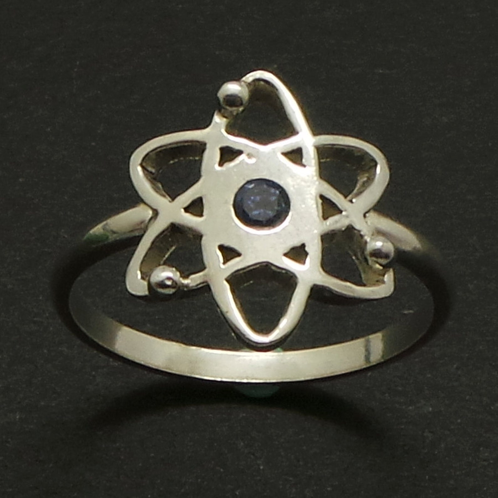 Silver Science Symbol Ring Atom Eletron Ring Nuclear Ring Etsy