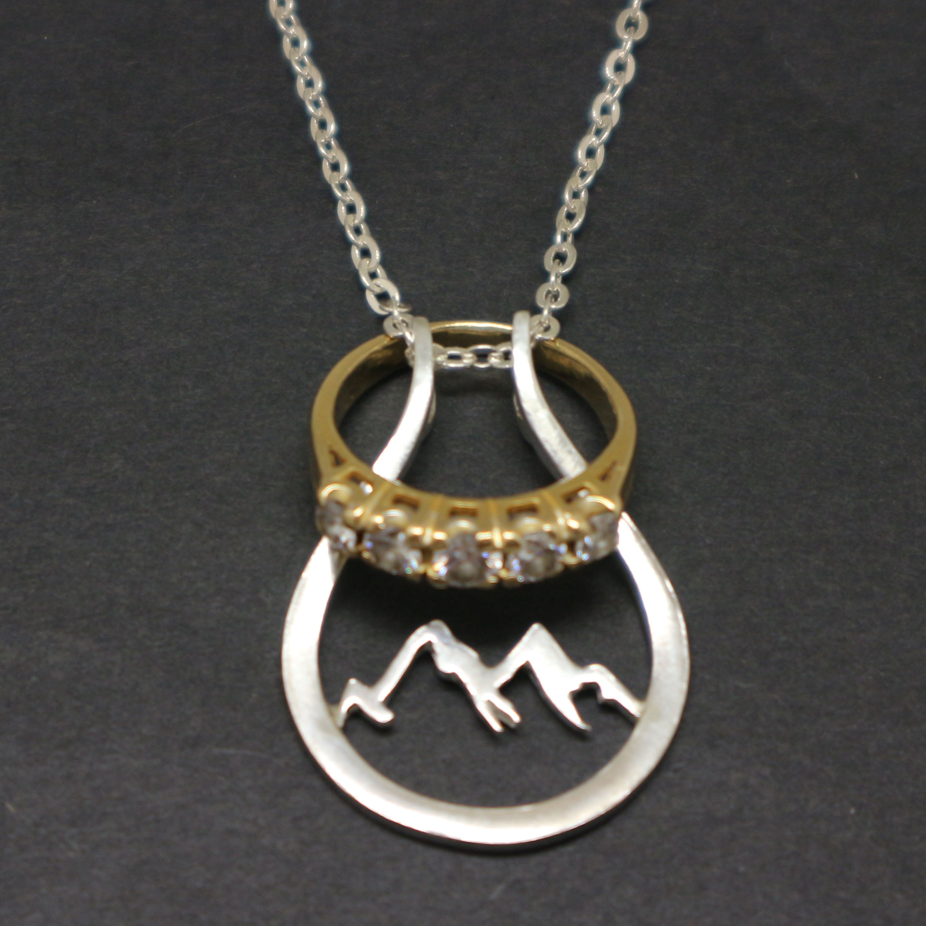 Mountain 925 Silver Ring Holder Necklace