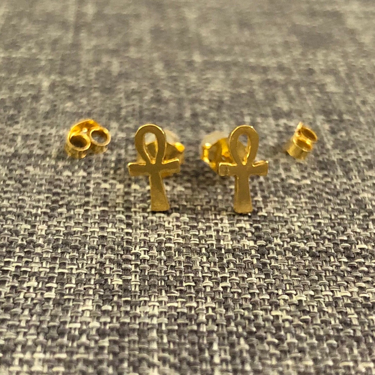 Silver Ankh Stud Earrings Egyptian Jewelry African Gift Etsy