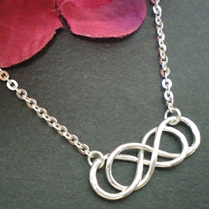 Zilveren dubbele oneindigheidsketting - Infinity X Infinity zilveren ketting - 24 mm x 9 mm - Valentijnsdag, lentebruiloft, Moederdagcadeau
