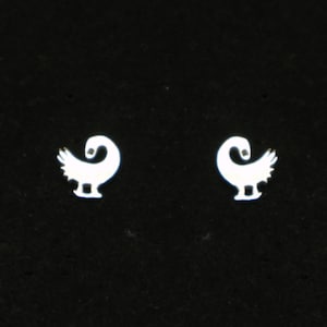 Silver Sankofa Bird Stud Earrings for Girls - African Symbol Jewelry, Adinkra, Minimalist, Tragus, Statement