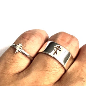 Silver Cross The Lorriane Couple Ring for Men and Women - Orthodox Cross Promise Ring, Alternative Matching Ring, Baptism or Easter Gift