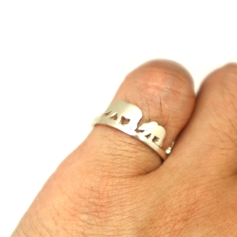 Travel Ring Traveler Unique Outdoor Gift Hiker Silver Bear Mountain Pine Tree Ring Climbers Mother Daughter Bear and cub Jewelry