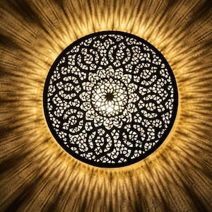 Handmade Moroccan Brass Wall Sconce: Boho Shadow Light