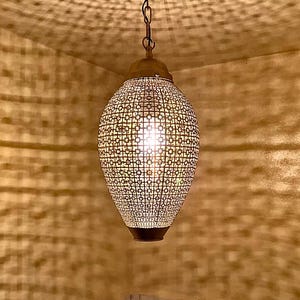 Moroccan Brass Pendant Light: Handmade Ceiling Lamp