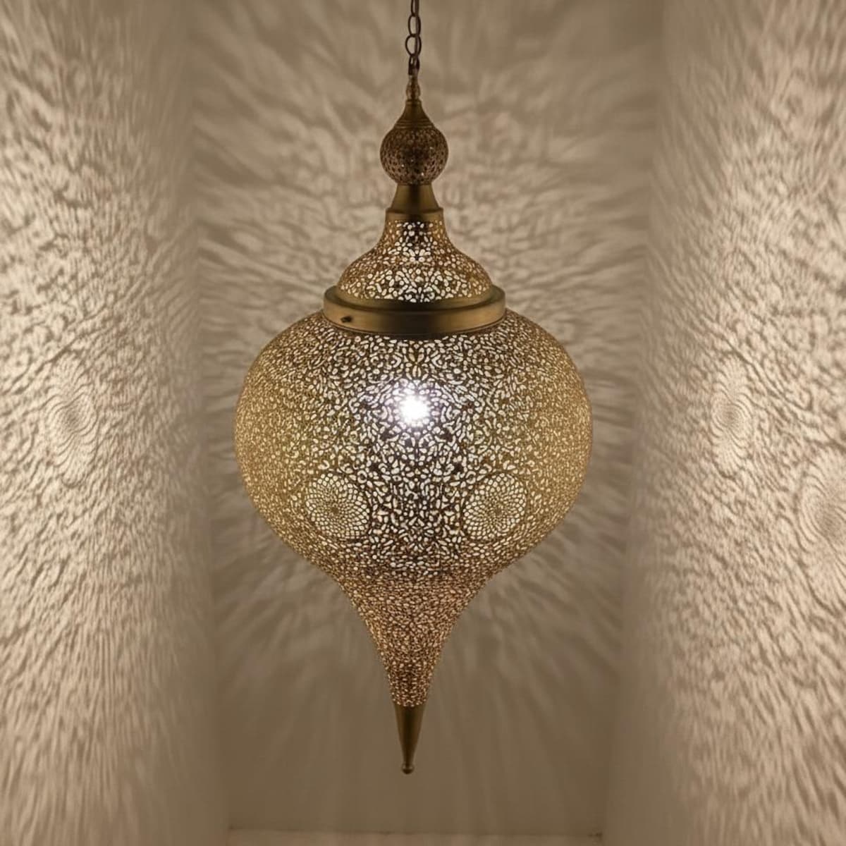Handmade Moroccan Brass Pendant Light: Boho Ceiling Lamp