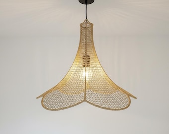Handwoven Raffia Pendant Light – Moroccan Boho Lamp Shade