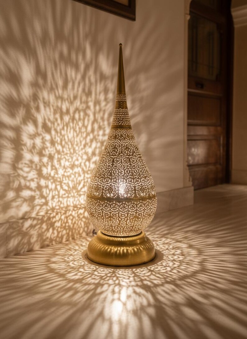 Handmade Brass Moroccan Floor Lamp: Filigree Tear Drop Design - Etsy
