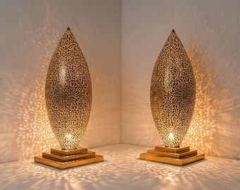 モロッコ シルバー フロア ランプ 2 個セット - ハンドメイド真鍮