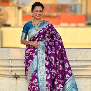 Banarasi Soft Silk Saree: Rose Gold Zari Meenakari Jaal Weave