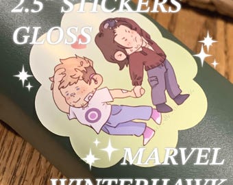 Pegatina de Marvel Winterhawk de 2,5" // Bucky Barnes y Clint Barton