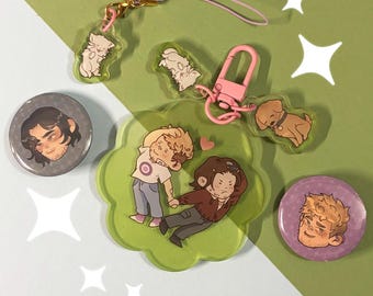 Llaveros y chapas de la familia Winterhawk // Cómics de Bucky y Clint