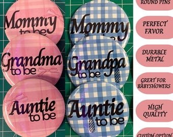 Baby Shower Pins | Plaid Design | Party Favors
