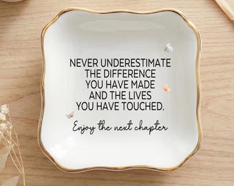 Bandeja para joyas de jubilación, bandeja para pequeños objetos inspiradora, regalo para compañero de trabajo, mentor o profesor, recuerdo de una nueva etapa.