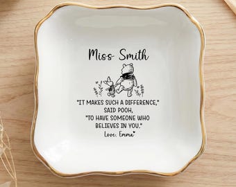 Personalized Teacher Appreciation Ring Dish,Custom Name Thank You Gift,End of School Year Mentor Gift