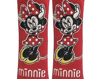 Minnie Mouse Seat Belt Covers, Disney Fabric Pads (Pair)