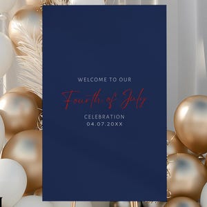 4th of July Welcome Sign | 24x36 Digital Download | Patriotic Party Decor | Printable July 4th Sign| Instant Download | USA Independence Day