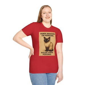 Funny Cat Saying T-Shirt | Dogs Need Masters, Cats Have Staff | Statement Tee for Cat Lovers