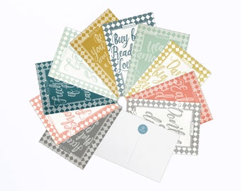 Set of Quote Postcards - House Rules Postcard Pack - Typography Card Pack - Hand Lettering by Chatty Nora - Simple Rules For Happy Living