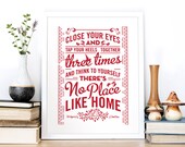 Wizard of Oz Quote Print - Housewarming Gift Print - Film Quote Screen Print - Typography by Chatty Nora - There's No Place Like Home