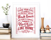 Der Zauberer von Oz Zitat Druck - Housewarming Geschenk Druck - Film Zitat Bildschirm - Typografie von Chatty Nora - There's No Place Like Home