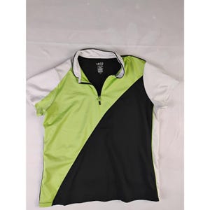IZOD Golf Poloshirt Damen Large L/G Lime Schwarz Schwarz Kurzarm