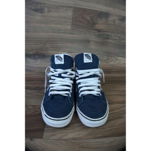 Vans Sk8-Hi Skateboarding Shoes Blue Canvas High Top Sneakers Mens