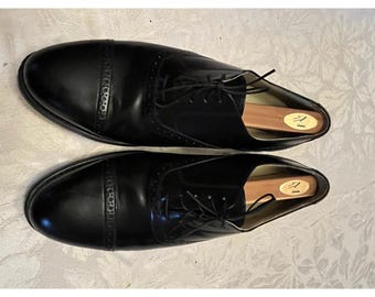 Vintage Towncraft 1960s Men\'s Size 10.5 E Black Leather Dress Oxfords Towncraft Mens Leather Oxford Dress Shoes Black Size 10.5 D  main image 3