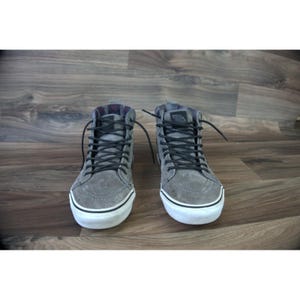 Vans scotchgard SK8-Hi Gray Suede Plaid High Top Skate Sneakers Men&#39;s