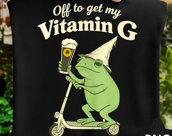 St Patrick’s Day Beer Frog Off to Get My Vitamin G PNG: Funny Irish Drinking Shirt Design (Digital Download)
