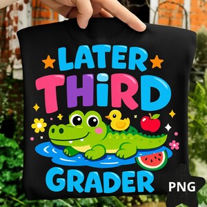Later Gator PNG, lustiges Alligator Kinder-Shirt-Design, niedliches drittes Studenten-Grad-T-Stück, zurück zur Schule 3.Grad-Humor, Kinderkarikatur-Gator-Grafik