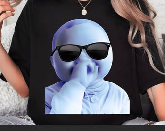 Viral AI Baby Laughing Meme PNG: Tuff “Holding Back a Laugh” Tee, Funny Trend Y2K Niche Baby Graphic