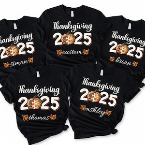 Personalized Thanksgiving Family 2025 PNG: Custom Name Turkey Matching PNG (Digital Download)