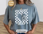 Future Mrs designs PNG pre-wedding gift for newly engaged fiancee wifey future mrs engaged retro checkerboard shirt bridal honeymoon outfit