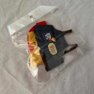 Labubu Style Doll Outfit Red Cap Denim Overalls Set Fits 17cm Figure image 2