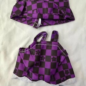 Labubu Puppenkleidung Lila Schwarz Kariert 2Teilig Outfit Top Rock Plüsch Kleidung Bild 3