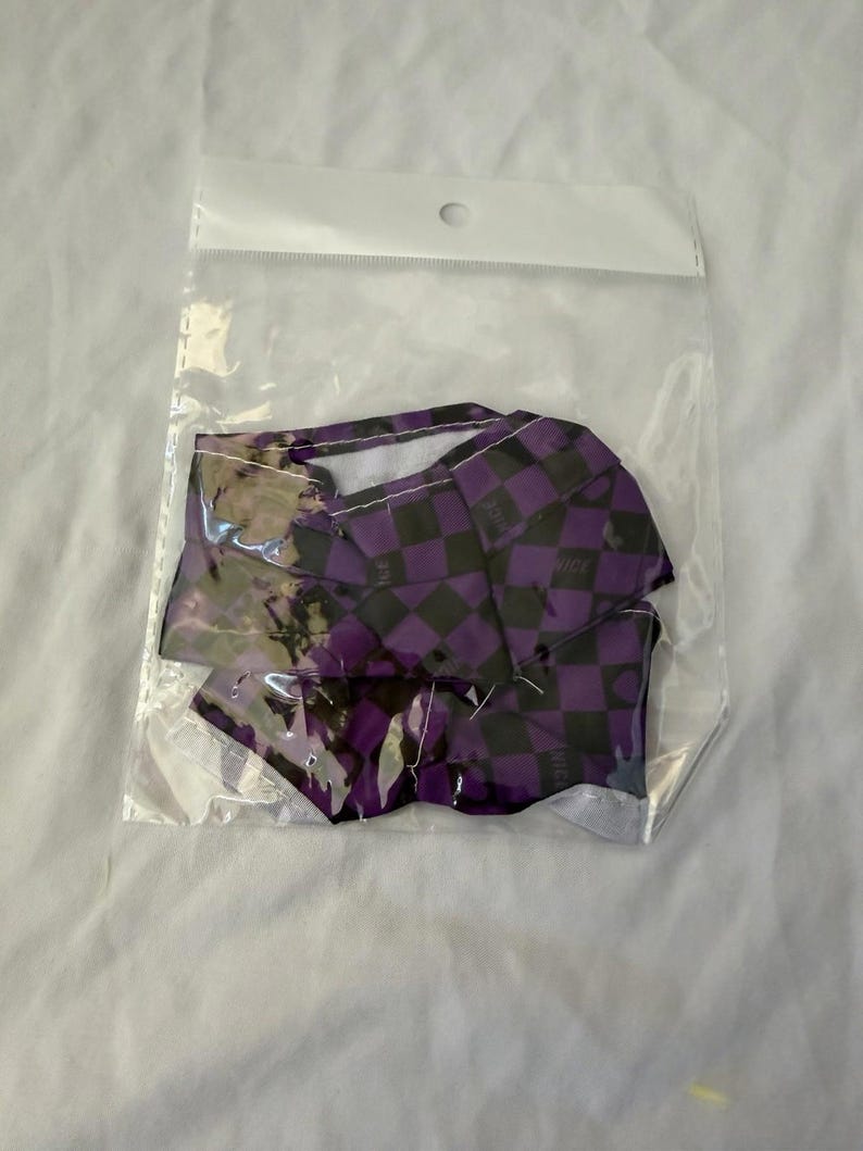 Labubu Puppenkleidung Lila Schwarz Kariert 2Teilig Outfit Top Rock Plüsch Kleidung Bild 2