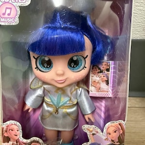 Hunters Girl Blue Hair Doll with 5D Eyes & Music - Singing Warrior Doll 10” image 2