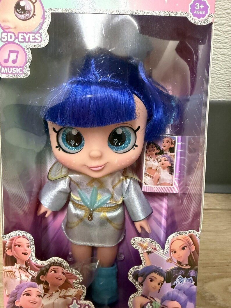 Hunters Girl Blue Hair Doll with 5D Eyes & Music - Singing Warrior Doll 10” image 2