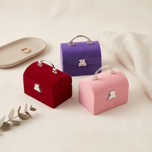 Fluwelen ringdoos, schattige kleine sieraden geschenkdoos voor ring ketting oorbel, sierlijke verlovingsringdoos, cadeau voor haar